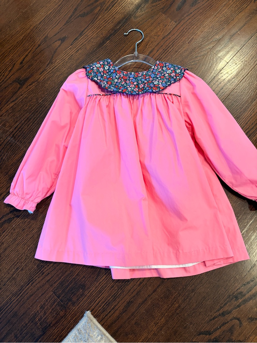 The Beaufort Bonnet Company Bright Pink Dress with Navy Floral Collar